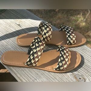 Universal Thread Anita Basketweave 2 Band Sandals Slides